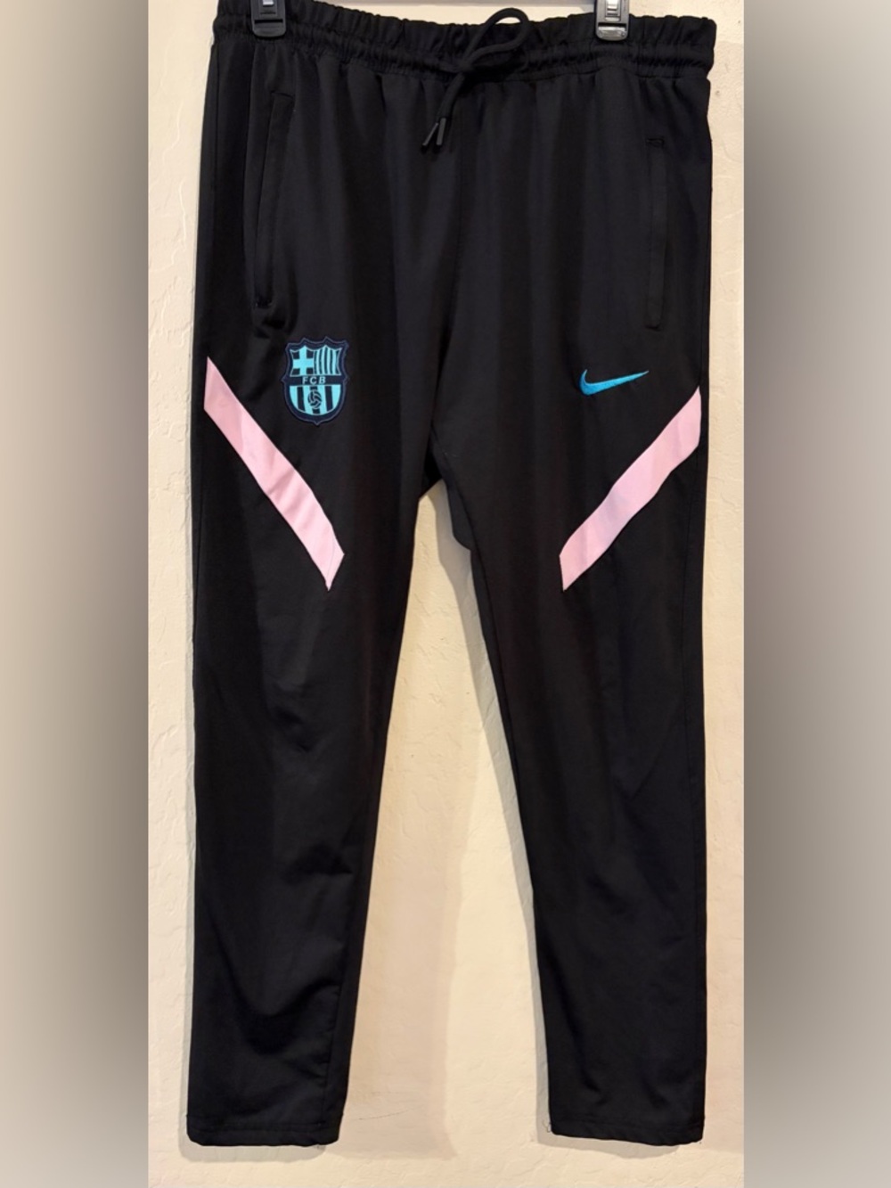 Nike FC Barcelona Track Pants Black Pink Stripe Joggers Soccer Athletic-Size XXL